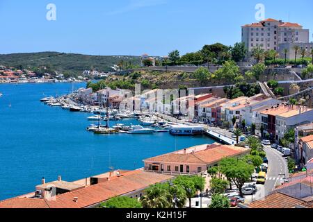 Mahon harbour sea front menorca minorca spain Stock Photo