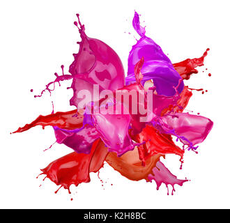 colorful paint splashes isolated on a white background. Stock Photo