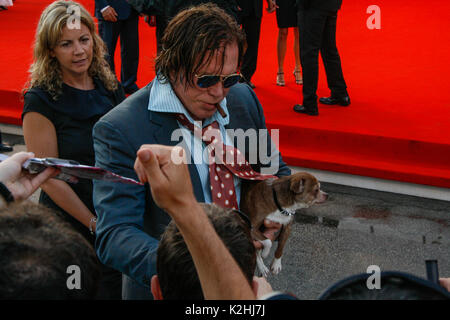 Venice, Italy. September 6 2008: Actor Mickey Rourke attends the fans before entering the awards ceremony of 65th Biennale Venice Film Festival. This  Stock Photo