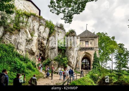 OJCOW, POLAND - AUGUST 13, 2017: Old antique beautiful castle in Ojcow, Poland. Stock Photo