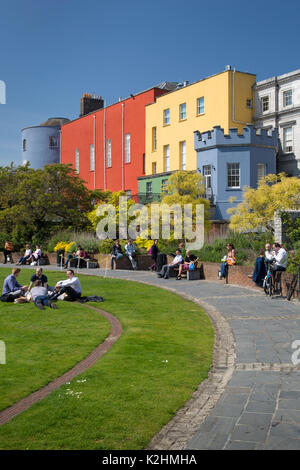 Sunny day in the gardens below Dublin Castle, Dublin, Eire, Republic of Ireland Stock Photo