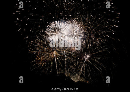 Fireworks over Dawlish Warren, UK Stock Photo