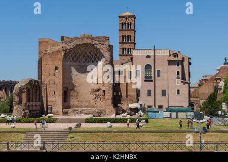 Temple of Venus and Roma seen from the Colosseum, Rome, Italy Stock Photo