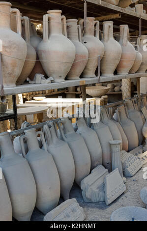 Pottery excavated from the Roman ruins of Pompeii, Italy Stock Photo