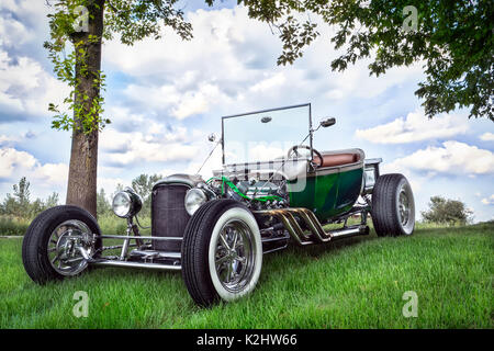 A hot rod on the side of a Wisconsin road. Stock Photo