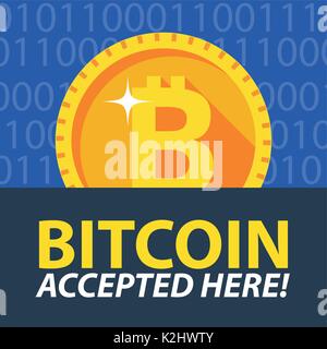 Bitcoin accepted here sticker. Stock Vector