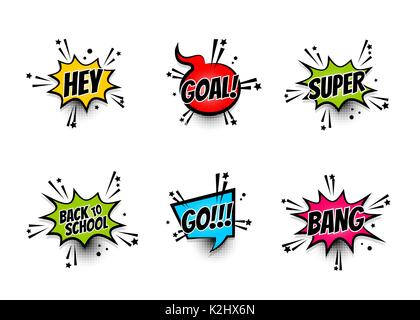 Comic text speech bubble pop art set Stock Vector