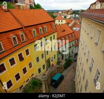 View from Albrechtsburg Castle down to the old town of Meissen, Saxony, Germany, Europe. Stock Photo