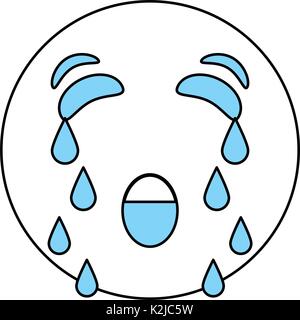 cartoon face crying Emoticon caricature and character theme Isolated design Vector illustration Stock Vector