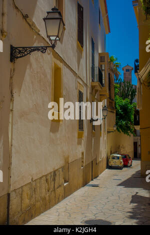 PALMA DE MALLORCA, SPAIN - AUGUST 18 2017: Street in old city of Palma de Mallorca, Spain Stock Photo