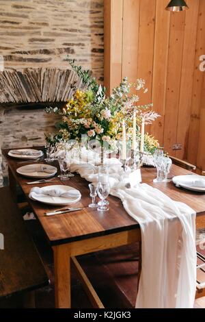 Rustic Style Wedding Reception Decoration Stock Photo
