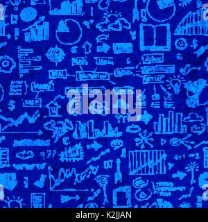 Business doodles seamless pattern. Success elements on endless background Stock Vector