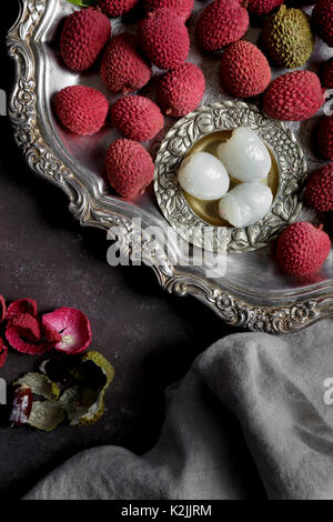 Litchis or Lychee, a traditional Chinese fruit Stock Photo