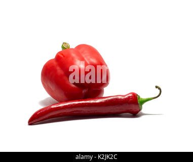 bell pepper and chili pepper isolated on white background. food, object. Stock Photo