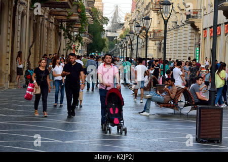 People walking on Nizami street in Baku. Stock Photo