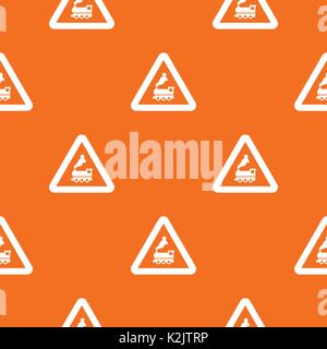 Warning sign railway crossing without barrier pattern seamless Stock Vector
