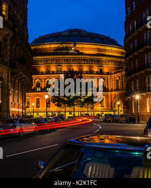 Lights around the Royal Albert Hall at dusk, London, UK Stock Photo