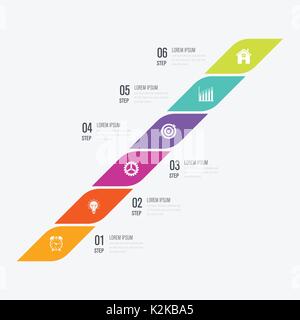 Modern infographics with six square Stock Vector