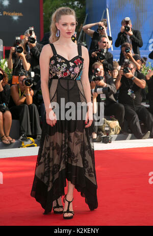 Venice, Italy. 31st Aug, 2017. Amanda Seyfried attends the premiere of 'First Reformed' the 74th Venice Film Festival at Palazzo del Cinema in Venice, Italy, on 31 August 2017. Photo: Hubert Boesl - NO WIRE SERVICE - Photo: Hubert Boesl/dpa/Alamy Live News Stock Photo