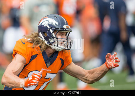 Denver Broncos wide receiver Eric Decker (87) warms up before playing  against the San Diego Chargers