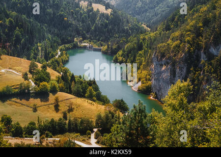 Tara National park ,lake Zaovine, Wester Serbia, aerial view Stock Photo