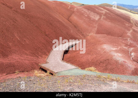 Hiking Loop Boardwalk at Painted Cove in Painted Hills Unit in Eastern Oregon Stock Photo