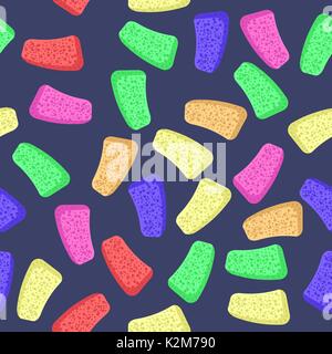 Set of Colorful Bath Sponges Seamless Pattern Stock Vector