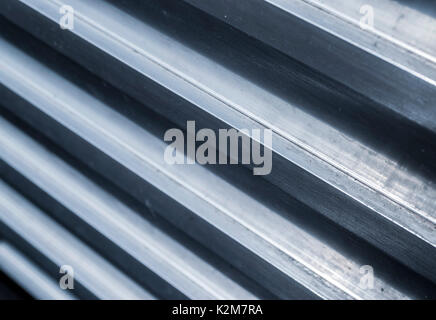 Metallic lines, texture and pattern, blue tint color, through the frame Stock Photo