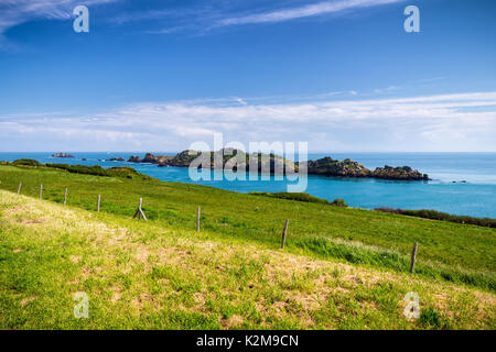 Pointe du Grouin scenic view, rocky coastline. Brittany, France. Stock Photo