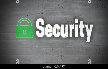 Security on concrete wall background concept. Stock Photo