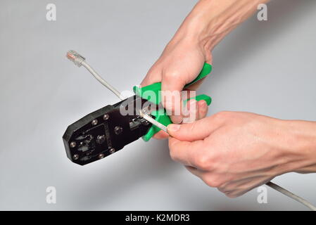 Cutting computer twisted pair tongs Stock Photo
