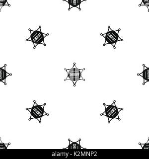 Sheriff badge pattern seamless black Stock Vector
