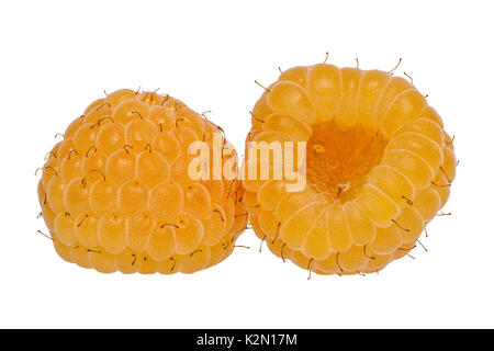 Yellow raspberries isolated on a white background Stock Photo