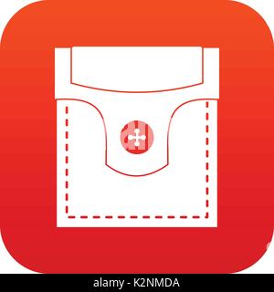 Valve pocket with button icon digital red Stock Vector