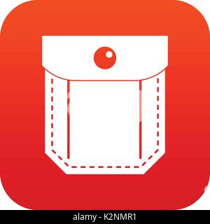 Pocket with valve and button icon digital red Stock Vector