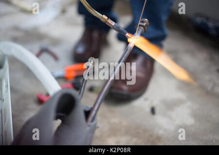Mechanic Connecting pipe for refrigeration Stock Photo