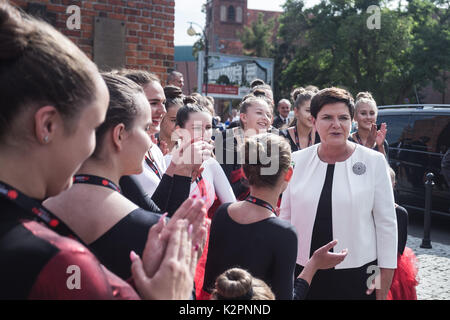 August 31, 2017 - Lubin, Poland - 37th Anniversary of â€žSolidarnoscâ€ Trade Union in Poland. Official celebrations took place in Lubin on the occasion of the 35th anniversary of the shootings by the communist authorities of the three demonstrators. Lubin. Poland. In picture:  Prime Minister Beata Szydlo (Credit Image: © Krzysztof Kaniewski via ZUMA Wire) Stock Photo
