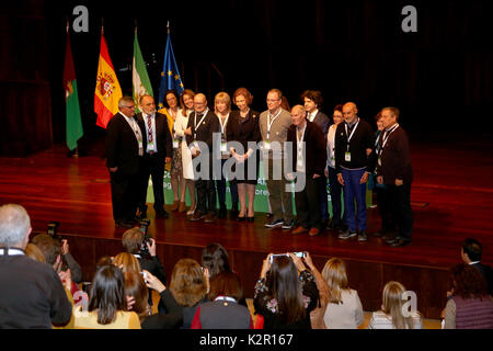 Malaga, Spain. 10th Nov, 2017. Spanish Queen Sofia of Greece and Susana Diaz during the inauguration of the VII CEAFA National Alzheimer's Congress in Malaga, Friday, November 10, 2017 Credit: Gtres Información más Comuniación on line, S.L./Alamy Live News Stock Photo