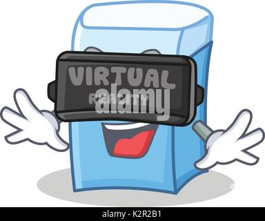 With virtual reality eraser character mascot style Stock Vector