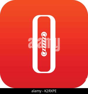 Sewn rectangular button icon digital red Stock Vector