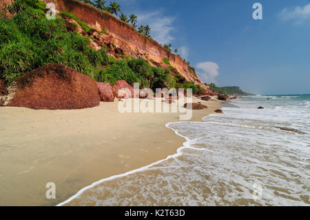 Exotic cliff and palm tress beach in Varkala. Kerala. India Stock Photo