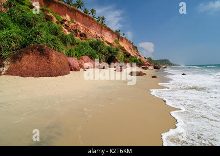 Exotic cliff beach in Varkala. Kerala. India Stock Photo