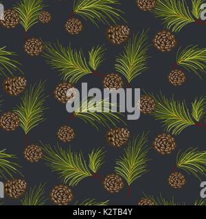Fir cones seamless vector pattern. Stock Vector