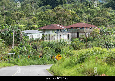 June 5, 2017 Lago Agrio, Ecuador: typical indigenous village in the oil production area  of the country in the Amazon Stock Photo