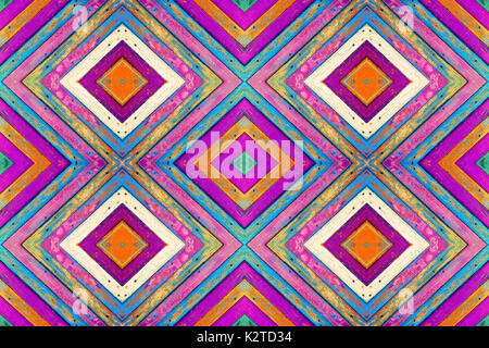 patterned collage of colored wooden boards with old paint. texture background with a kaleidoscope effect Stock Photo