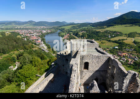 view from Strecno Castle to Vah river, Strecno, Slovakia Stock Photo