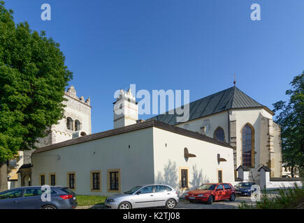 Church of the Holy Cross and belfry (Bazilika svätého Kríža), Kezmarok (Käsmark), Slovakia Stock Photo