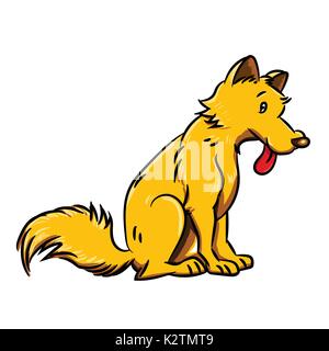 Colorful Cartoon of Sitting Dog, isolated on White Background-Vector Illustration Stock Vector