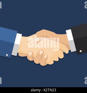 Shaking hands flat design concept. Handshake, business agreement, partnership concepts. Two hands shaking each other. Vector illustration Stock Vector