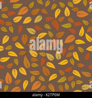 Autumn Floral Seamless Different Leaves Pattern Stock Vector